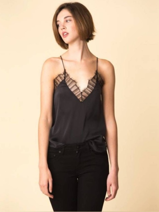IRO Tops - Iro Berwyn Black Silk and Lace Camisole Tank Top